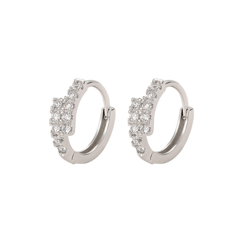 Pendientes de Aro Pequeño con Circonitas – Plata