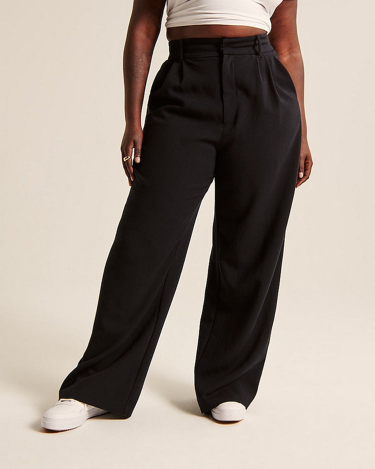 Pantalón Ancho de Tiro Alto – Negro