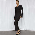 Vestido Largo de Punto con Espalda en U – Negro