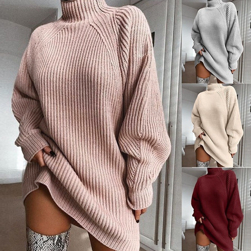 Vestido Jersey de Punto Cuello Alto – foto 8