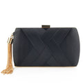 Clutch de Fiesta de Satén con Borla – Negro
