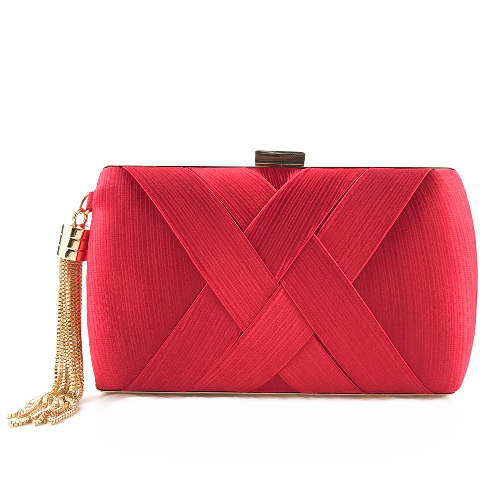 Clutch de Fiesta de Satén con Borla – Rojo