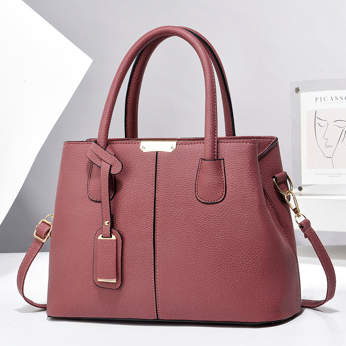 Bolso de Mano Estructurado con Correa – Rosa antiguo