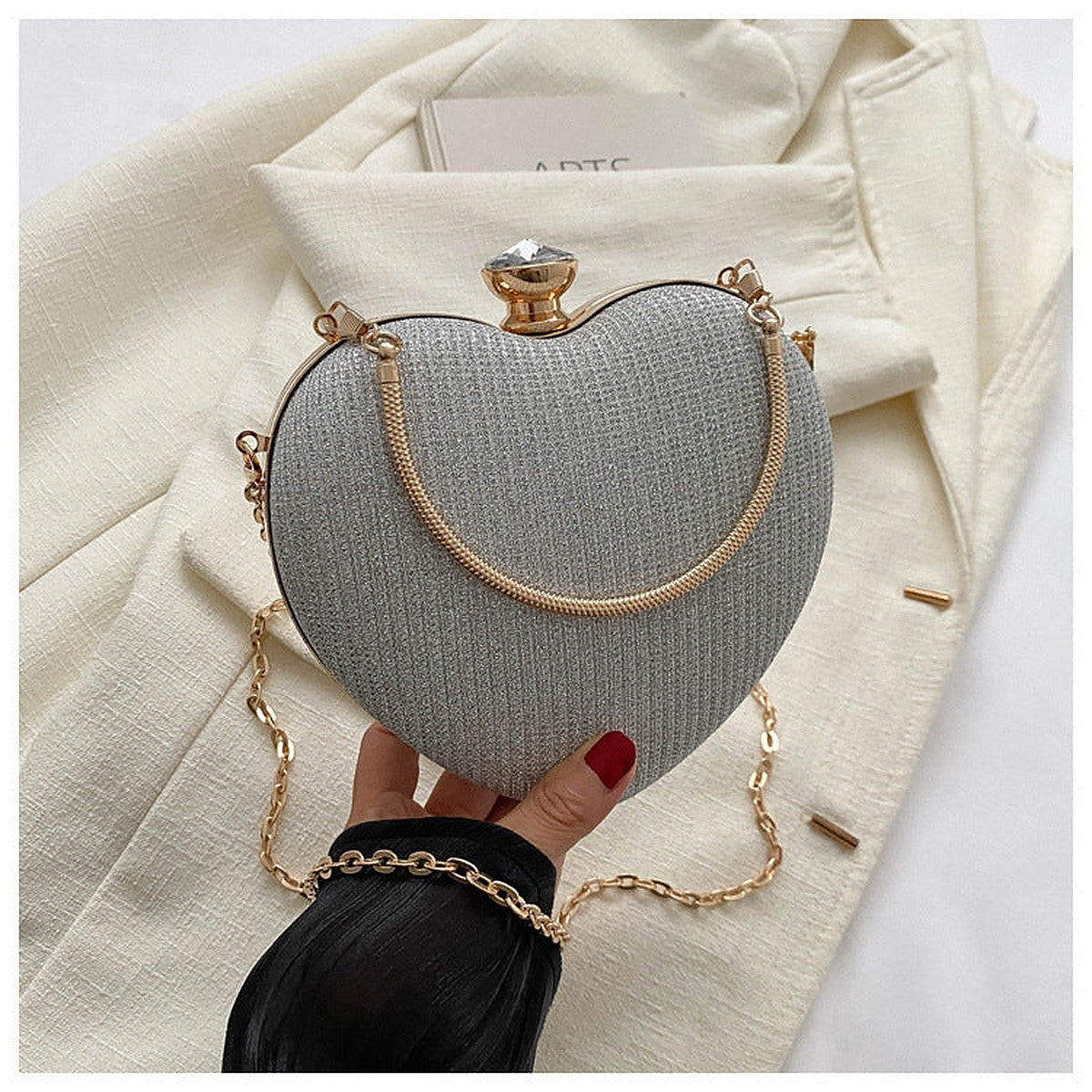 Bolso de Fiesta Joya Corazón – Plata