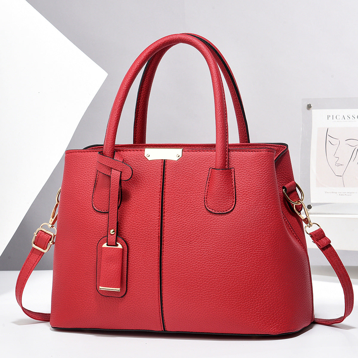 Bolso de Mano Estructurado con Correa – Rojo
