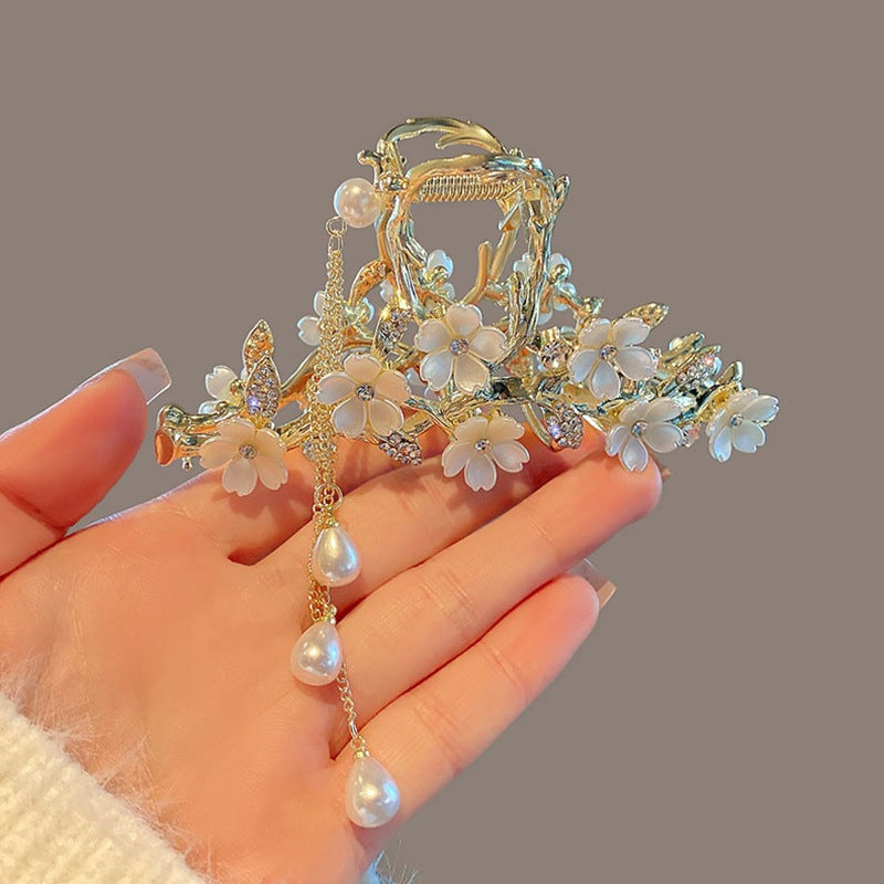 Pinza de Pelo de Flores con Perlas y Flecos – foto 4