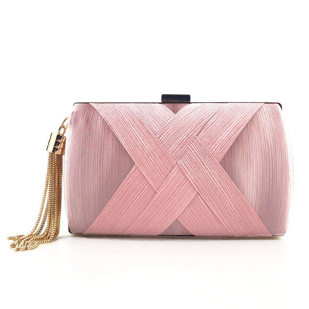 Clutch de Fiesta de Satén con Borla – Rosa empolvado