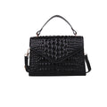 Bolso Bandolera Efecto Croco con Solapa – Negro