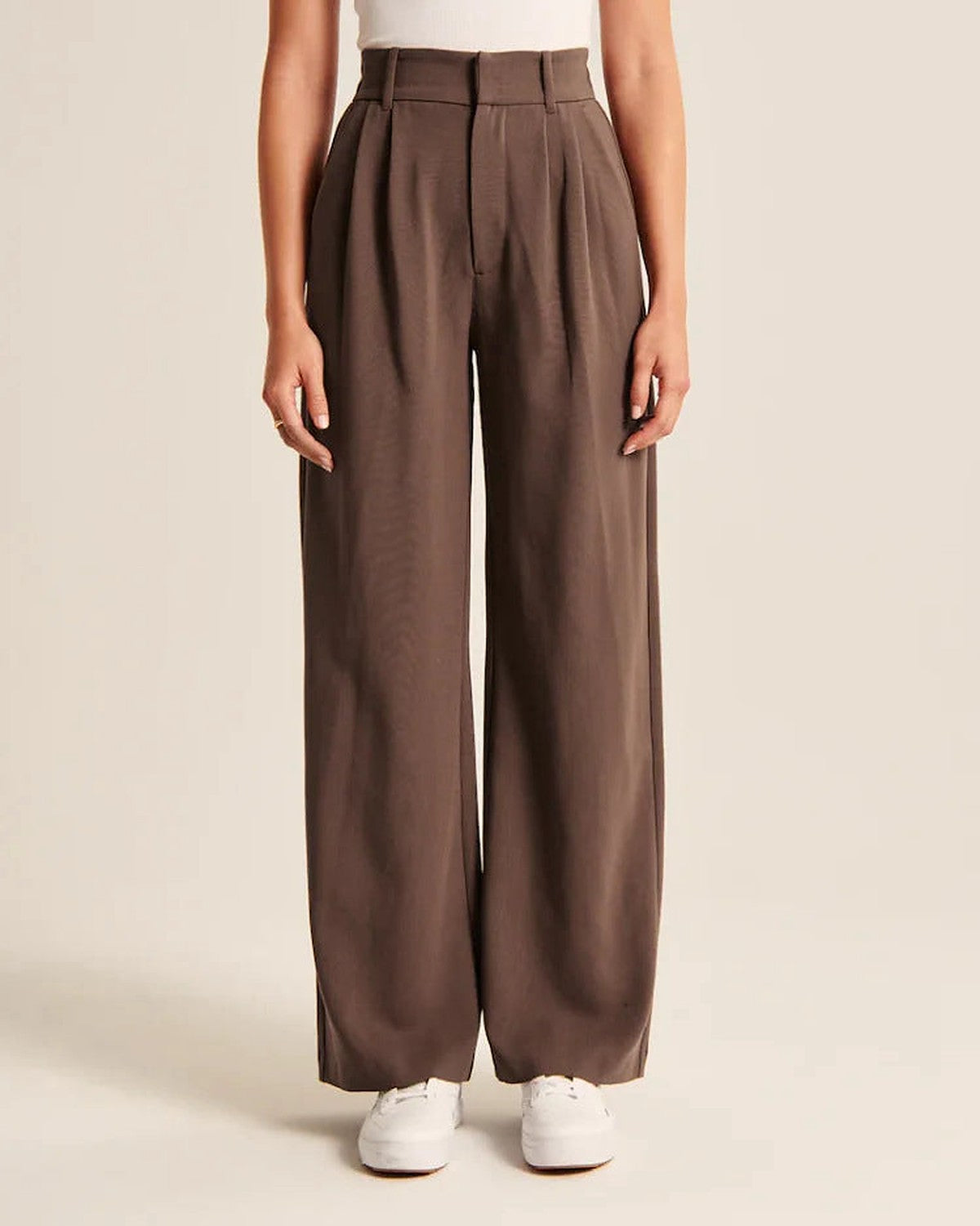Pantalón Ancho de Tiro Alto – Chocolate