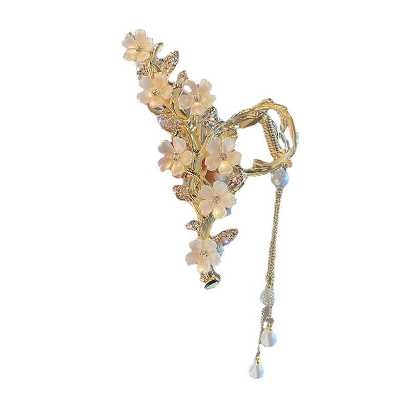 Pinza de Pelo de Flores con Perlas y Flecos – foto 1