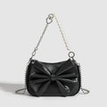 Bolso de Hombro con Lazo y Perlas – Negro