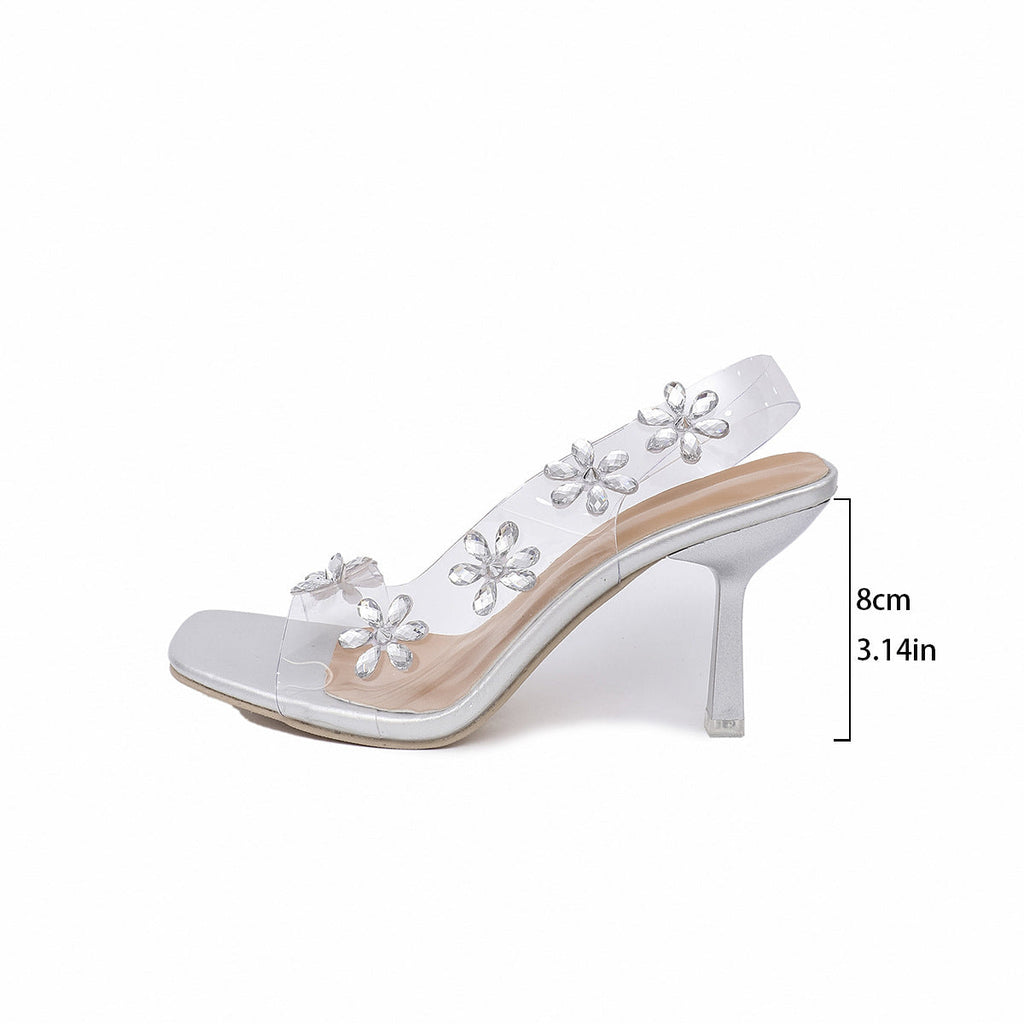 Sandalia Transparente con Flores de Strass – foto 4