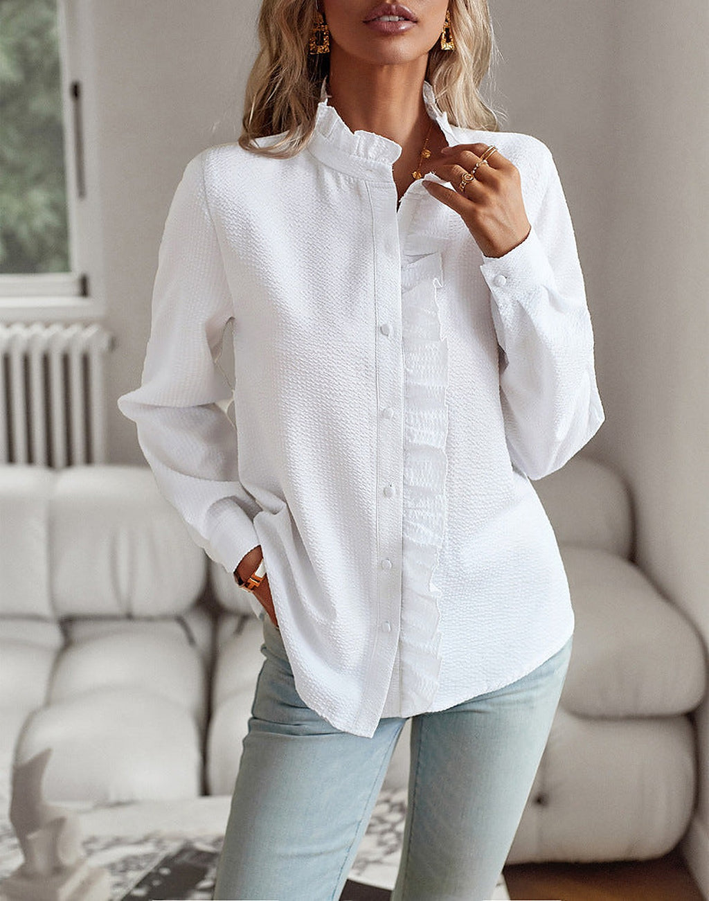 Camisa con Cuello de Volante – foto 1