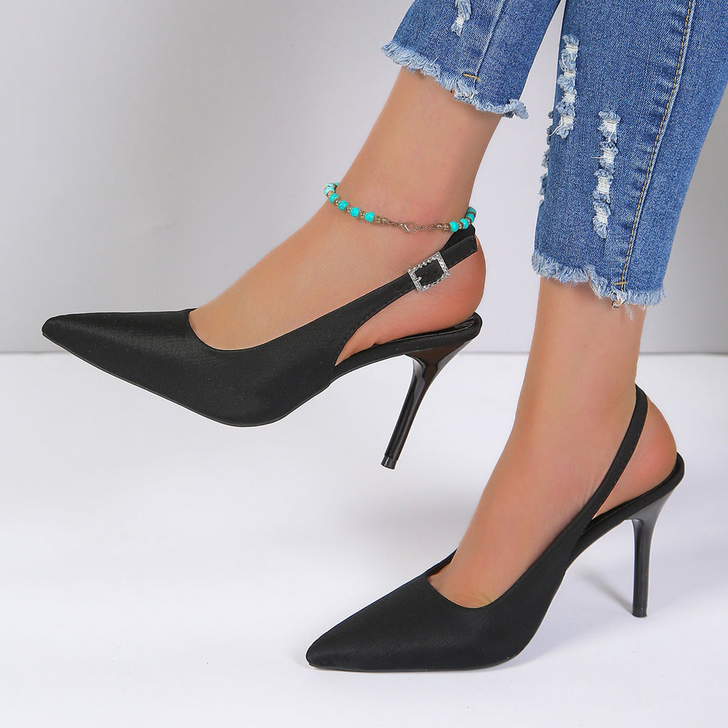 Zapato Destalonado de Punta Fina – Negro
