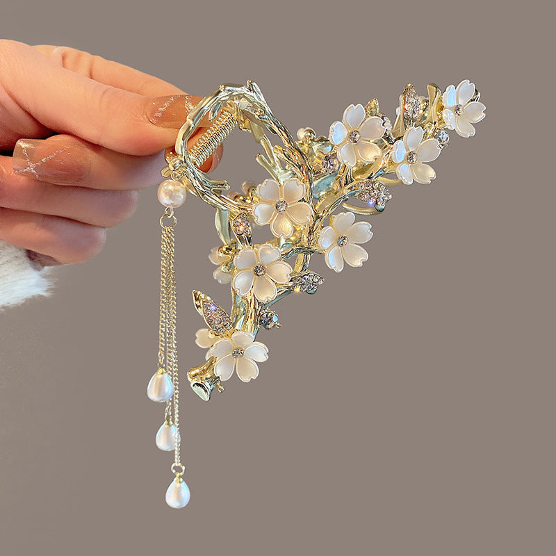 Pinza de Pelo de Flores con Perlas y Flecos – foto 3