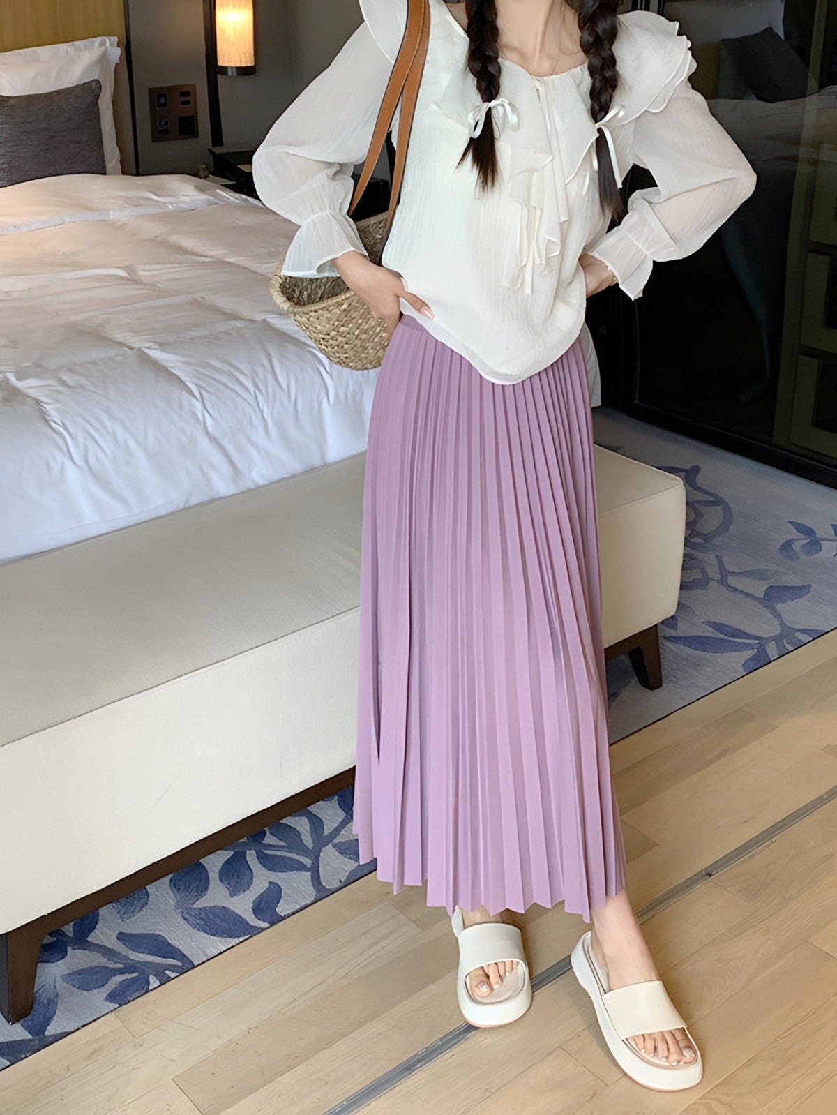 Falda Plisada Midi – Lila