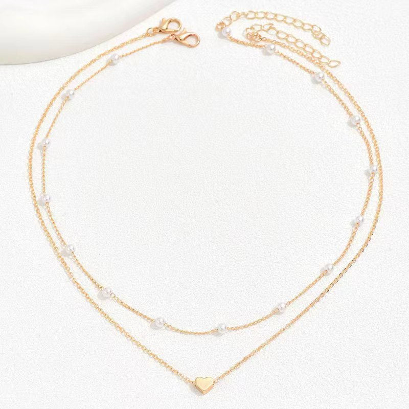 Collar Doble de Perlas con Corazón – foto 4