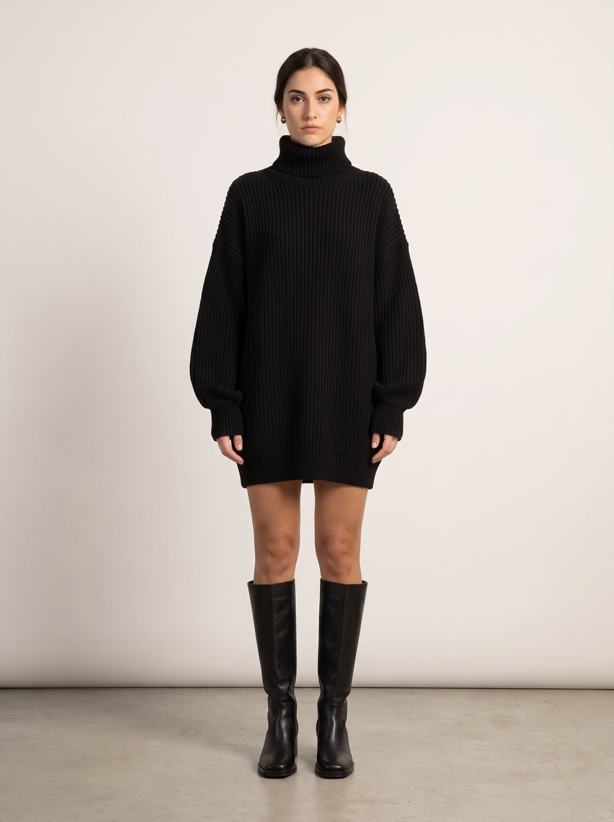 Vestido Jersey de Punto Cuello Alto